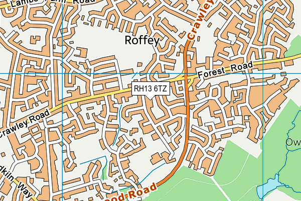 RH13 6TZ map - OS VectorMap District (Ordnance Survey)