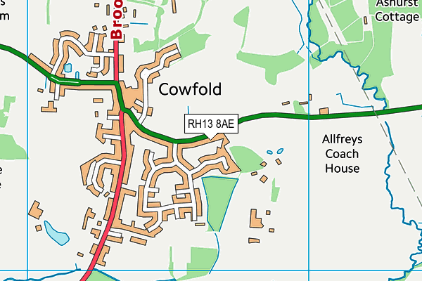 RH13 8AE map - OS VectorMap District (Ordnance Survey)