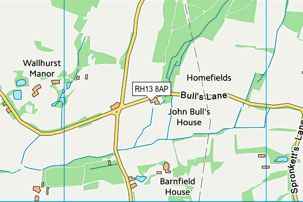 RH13 8AP map - OS VectorMap District (Ordnance Survey)