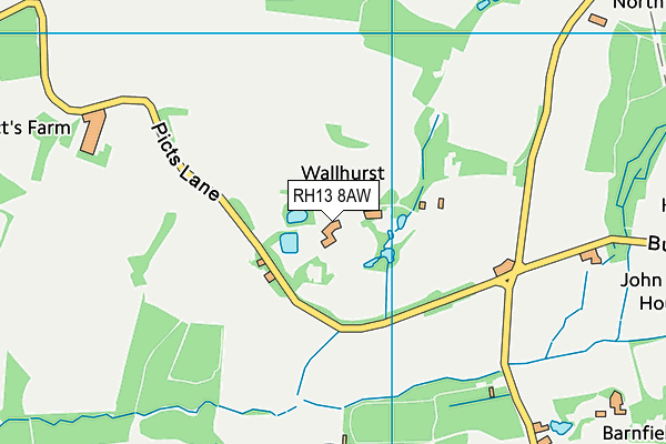 RH13 8AW map - OS VectorMap District (Ordnance Survey)