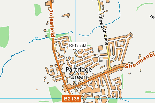 RH13 8BJ map - OS VectorMap District (Ordnance Survey)