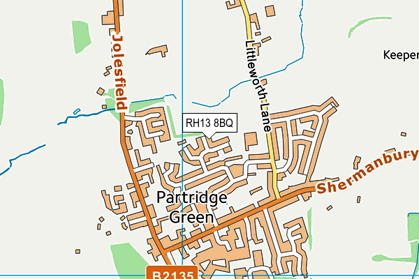 RH13 8BQ map - OS VectorMap District (Ordnance Survey)