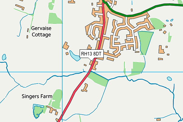 RH13 8DT map - OS VectorMap District (Ordnance Survey)