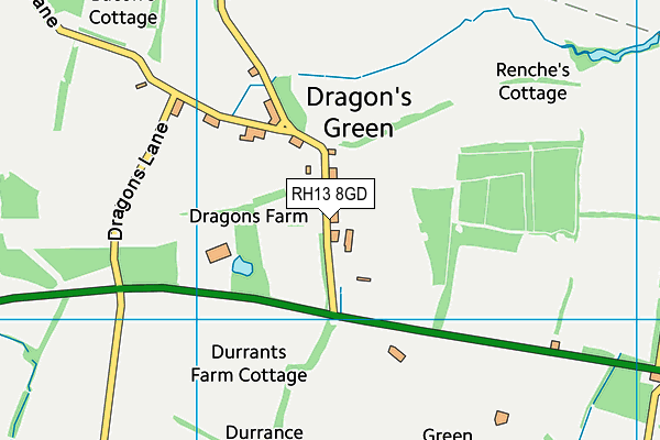 Dragons Green Playing Field map (RH13 8GD) - OS VectorMap District (Ordnance Survey)