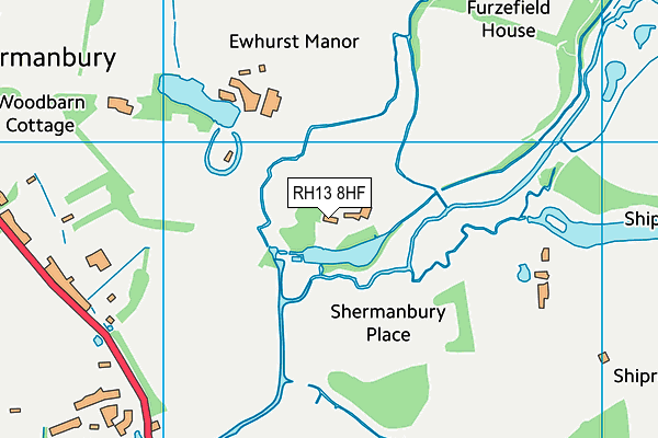 RH13 8HF map - OS VectorMap District (Ordnance Survey)