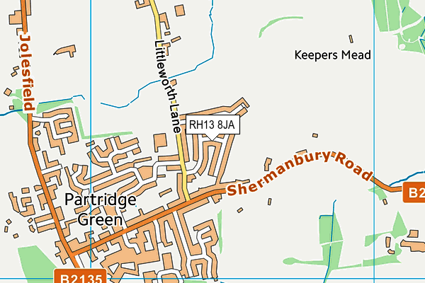 RH13 8JA map - OS VectorMap District (Ordnance Survey)