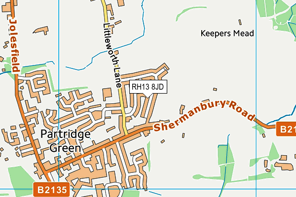 RH13 8JD map - OS VectorMap District (Ordnance Survey)