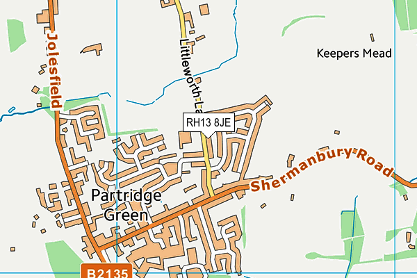 RH13 8JE map - OS VectorMap District (Ordnance Survey)