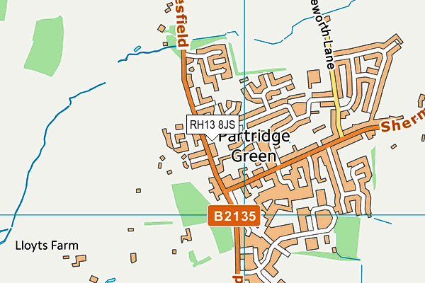 RH13 8JS map - OS VectorMap District (Ordnance Survey)