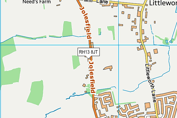 RH13 8JT map - OS VectorMap District (Ordnance Survey)