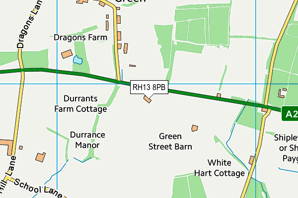 RH13 8PB map - OS VectorMap District (Ordnance Survey)