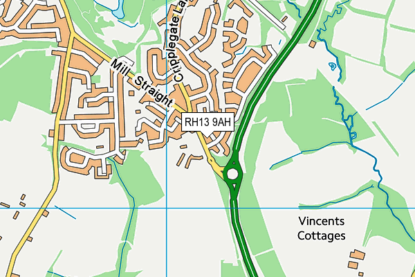 RH13 9AH map - OS VectorMap District (Ordnance Survey)