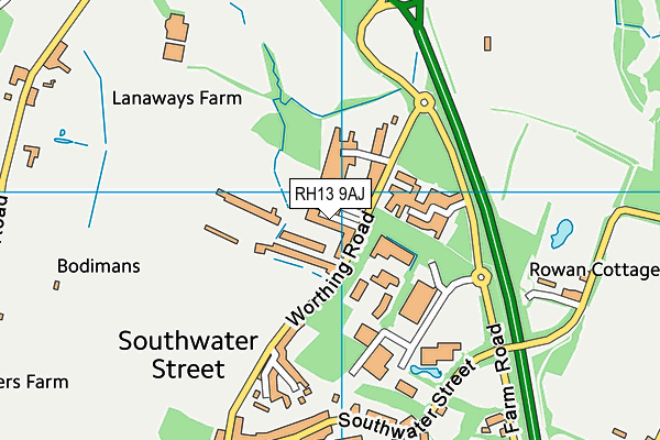 RH13 9AJ map - OS VectorMap District (Ordnance Survey)