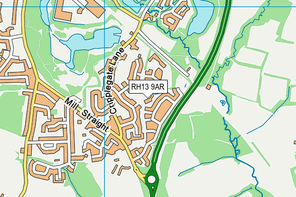 RH13 9AR map - OS VectorMap District (Ordnance Survey)