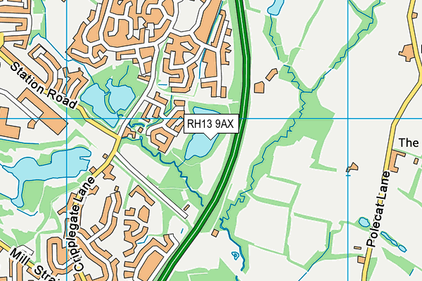 RH13 9AX map - OS VectorMap District (Ordnance Survey)