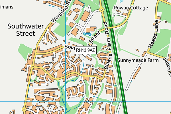 RH13 9AZ map - OS VectorMap District (Ordnance Survey)