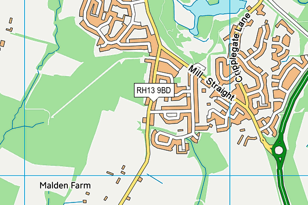 RH13 9BD map - OS VectorMap District (Ordnance Survey)
