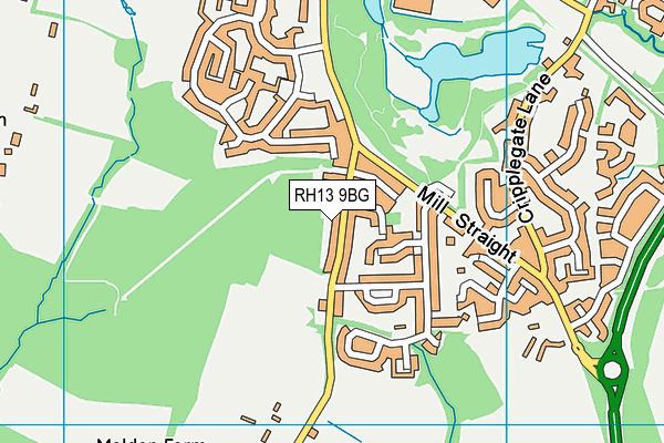 RH13 9BG map - OS VectorMap District (Ordnance Survey)