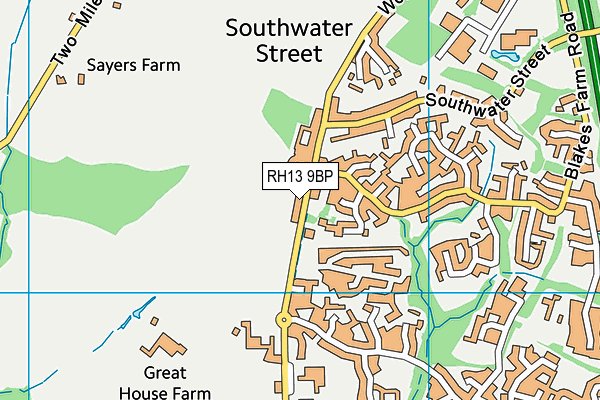 RH13 9BP map - OS VectorMap District (Ordnance Survey)