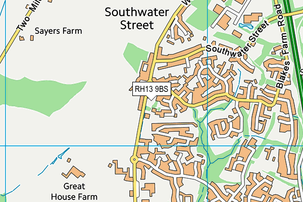 RH13 9BS map - OS VectorMap District (Ordnance Survey)