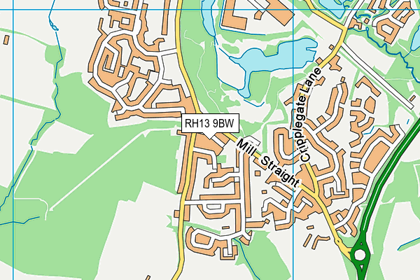 RH13 9BW map - OS VectorMap District (Ordnance Survey)