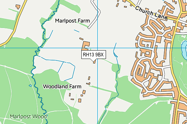 RH13 9BX map - OS VectorMap District (Ordnance Survey)