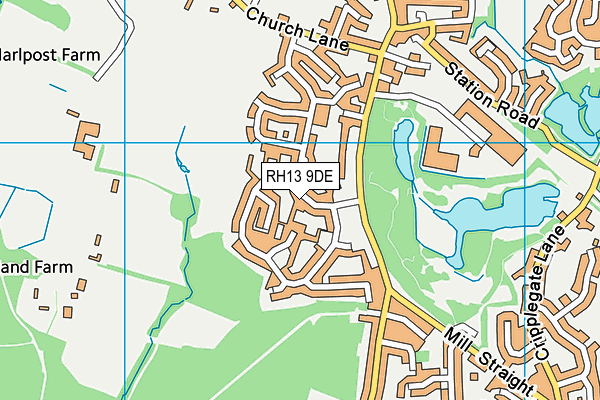 RH13 9DE map - OS VectorMap District (Ordnance Survey)