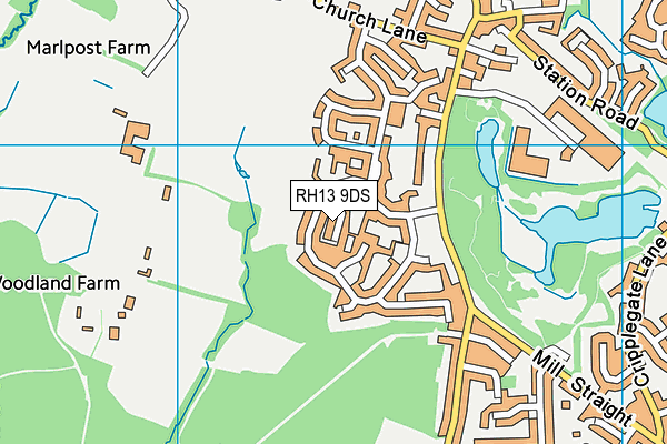 RH13 9DS map - OS VectorMap District (Ordnance Survey)