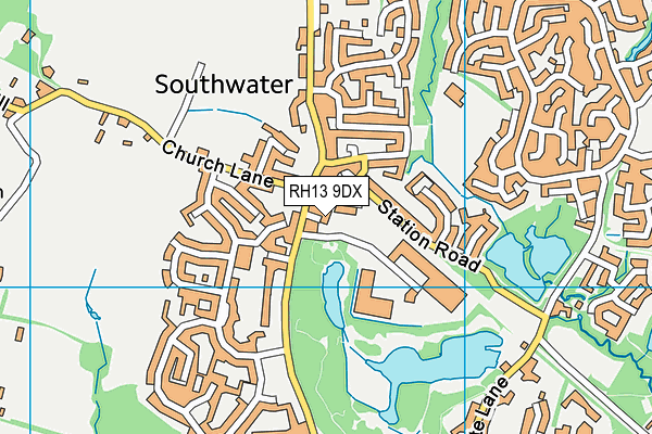 RH13 9DX map - OS VectorMap District (Ordnance Survey)