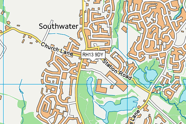 RH13 9DY map - OS VectorMap District (Ordnance Survey)