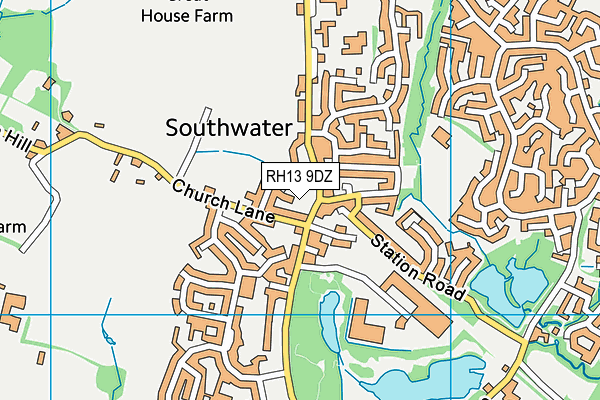 RH13 9DZ map - OS VectorMap District (Ordnance Survey)