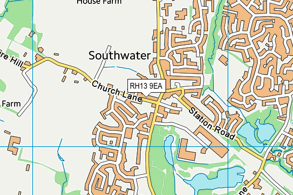 RH13 9EA map - OS VectorMap District (Ordnance Survey)