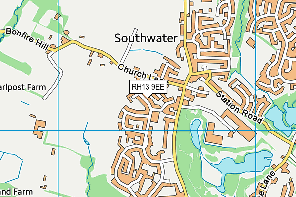 RH13 9EE map - OS VectorMap District (Ordnance Survey)