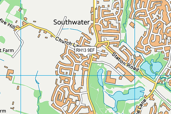 RH13 9EF map - OS VectorMap District (Ordnance Survey)