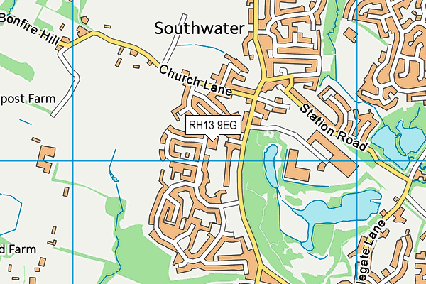 RH13 9EG map - OS VectorMap District (Ordnance Survey)