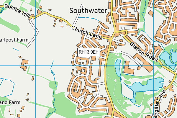 RH13 9EH map - OS VectorMap District (Ordnance Survey)