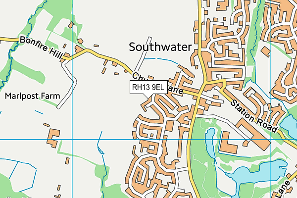 RH13 9EL map - OS VectorMap District (Ordnance Survey)