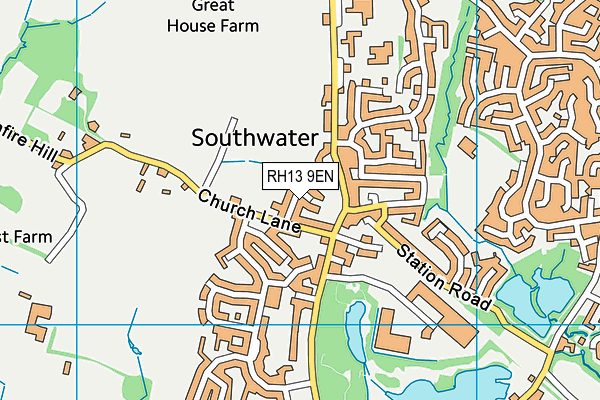 RH13 9EN map - OS VectorMap District (Ordnance Survey)