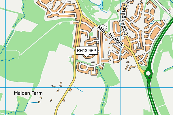 RH13 9EP map - OS VectorMap District (Ordnance Survey)