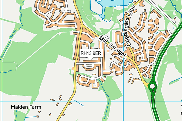 RH13 9ER map - OS VectorMap District (Ordnance Survey)