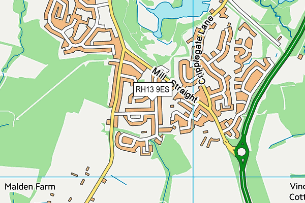 RH13 9ES map - OS VectorMap District (Ordnance Survey)