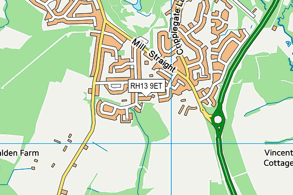 RH13 9ET map - OS VectorMap District (Ordnance Survey)