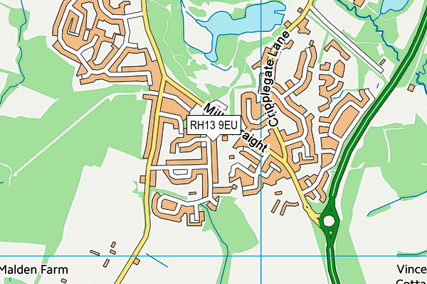 RH13 9EU map - OS VectorMap District (Ordnance Survey)