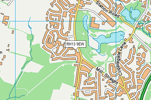 RH13 9EW map - OS VectorMap District (Ordnance Survey)