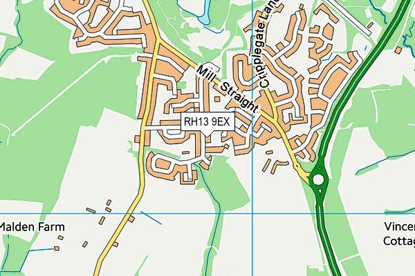 RH13 9EX map - OS VectorMap District (Ordnance Survey)