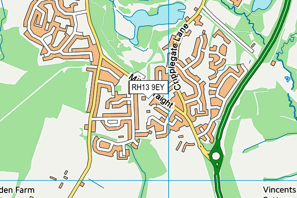 RH13 9EY map - OS VectorMap District (Ordnance Survey)