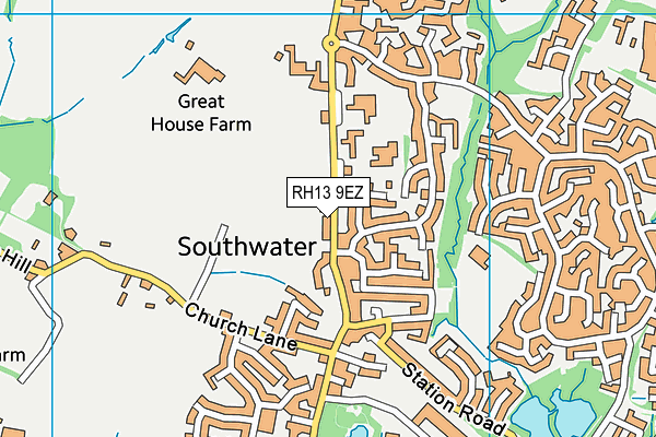 RH13 9EZ map - OS VectorMap District (Ordnance Survey)