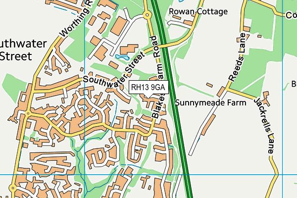 RH13 9GA map - OS VectorMap District (Ordnance Survey)