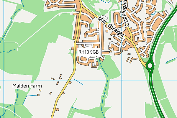 RH13 9GB map - OS VectorMap District (Ordnance Survey)