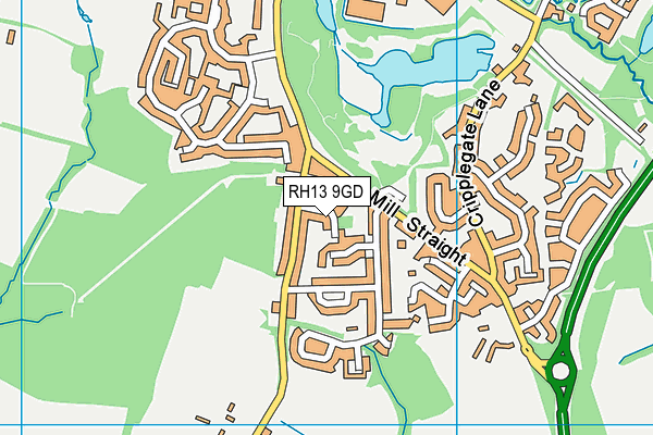 RH13 9GD map - OS VectorMap District (Ordnance Survey)